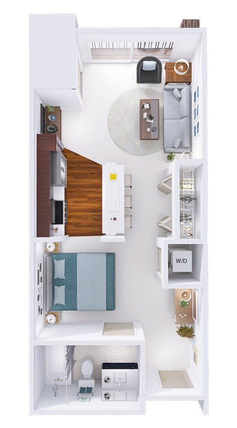 Floor plan for studio, 1 bath, 539 sqft